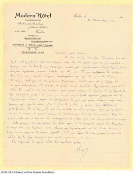 Letter by Paul Cavafy to C. P. Cavafy and John Cavafy
