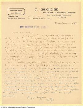 Letter by Paul Cavafy to C. P. Cavafy