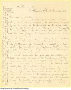 Letter by John Cavafy to C. P. Cavafy