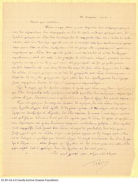 Letter by Paul Cavafy to C. P. Cavafy