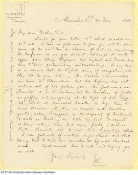 Letter by John Cavafy to C. P. Cavafy
