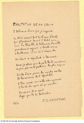 "Exaltation de ma Croix"